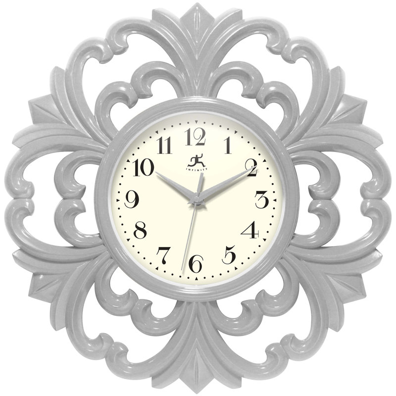 Horloge murale 15,5 pouces Siebeld Wisteria, Gris Pierre