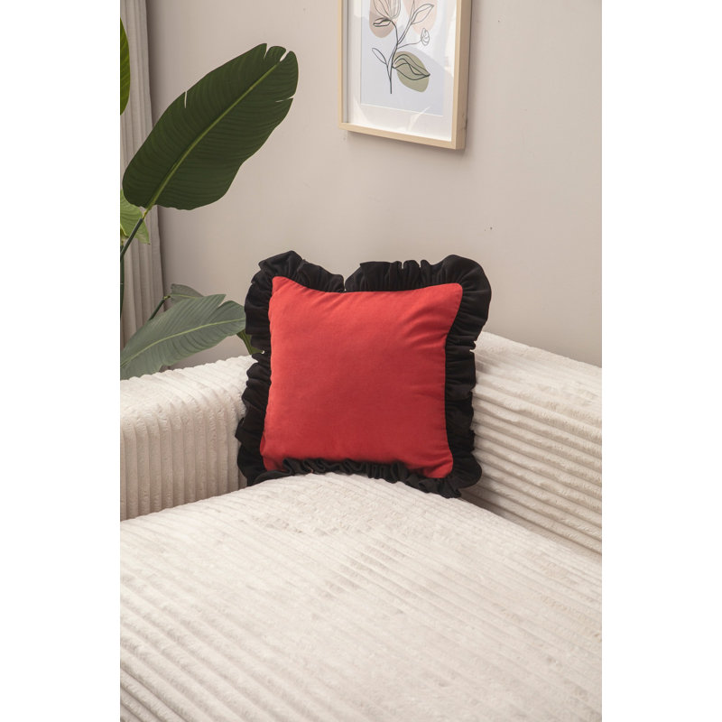 Housse de coussin, Rouge / noir, H 17 po x l 17 po