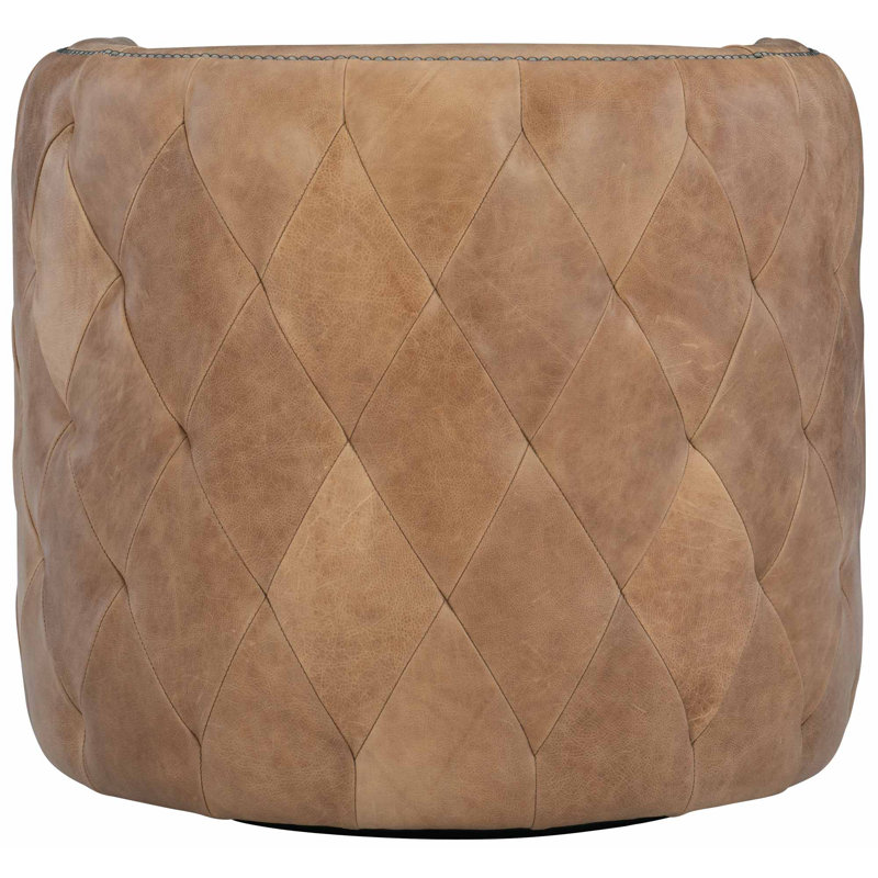 Palazzo Swivel Barrel Chair, Brown Genuine Leather