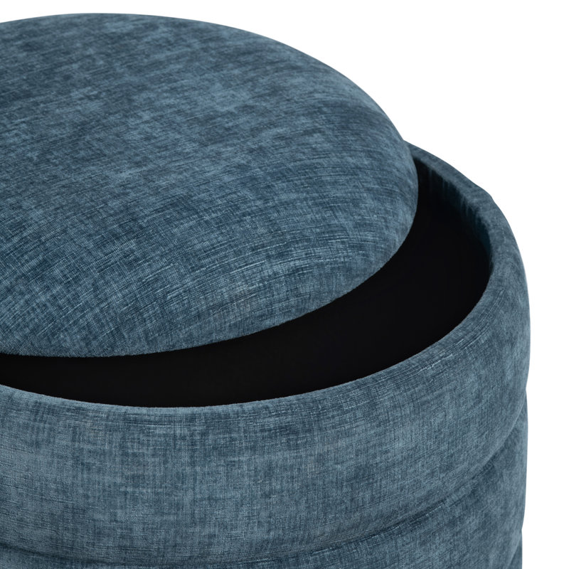 Round Ottoman W/ Storage, Denim Blue