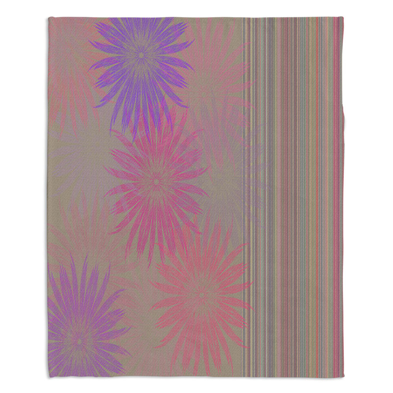Jeté / motif floral, l 68 po x L 80 po, Rose