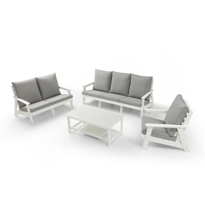 Causeuse avec coussin, canapé de jardin d'extérieur en grain de bois, ensemble de canapé pour porche, bord de piscine, terrasse et cour