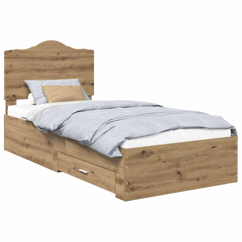 Bed Frame, European Single (90 x 200 cm), Artisan Oak
