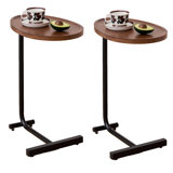 2-Pieces C-Shaped Side Table, C Table End Table For Sofa And Bedside, Couch Side Tables, Wood C-Shaped End Table With Metal Frame Slide For Bedroom Living Room (White)