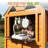 Wooden Outdoor Playhouse for Kids with Play Kitchen, Chalkboard, Doorbell & Pet Nook, Backyard Garden Wooden Cottage for Toddlers, Natural Wood