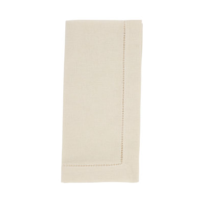Classic Hemstitch Design Linen Cotton Cocktail Cloth Napkins , Set Of 4