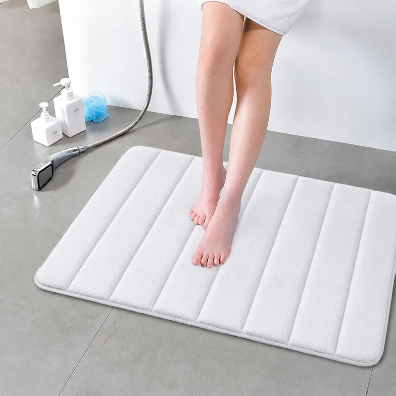 Nequan Memory Foam Non-Slip Bath Mat, 50cm W X 80cm L, White