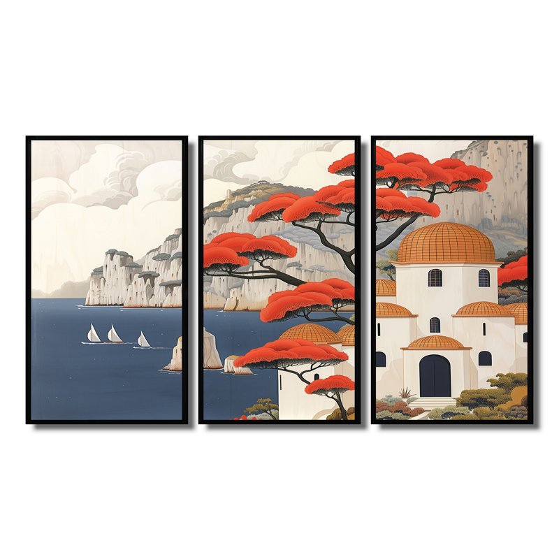 Ambriel - Italie, ensemble de reproductions d'art mural, Toile avec cadre flottant noir, H 28 po x l 12 po x P 1 po