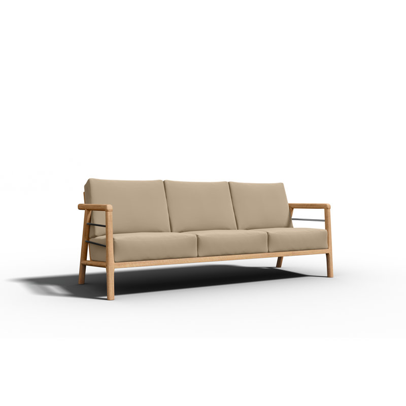Aalto Teak Sofa With Cushion In Melon, Fawn