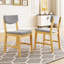Chaise de salle à manger rustique 4 pièces - Structure en bois massif avec coussin en tissu gris, chaise d'appoint rembourrée pour la cuisine, la salle à manger, le salon, naturel-130557881-130557880