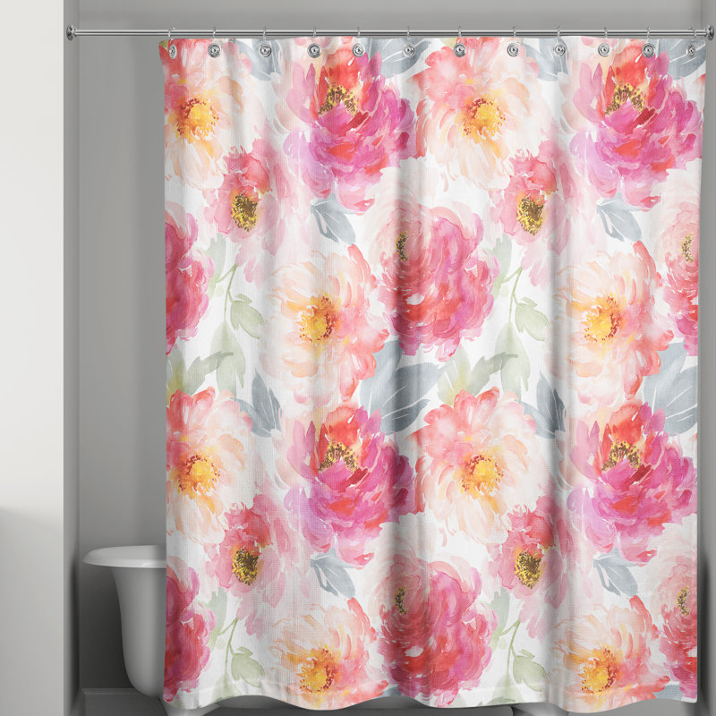 Rideau de douche simple Adamczyk, Rose