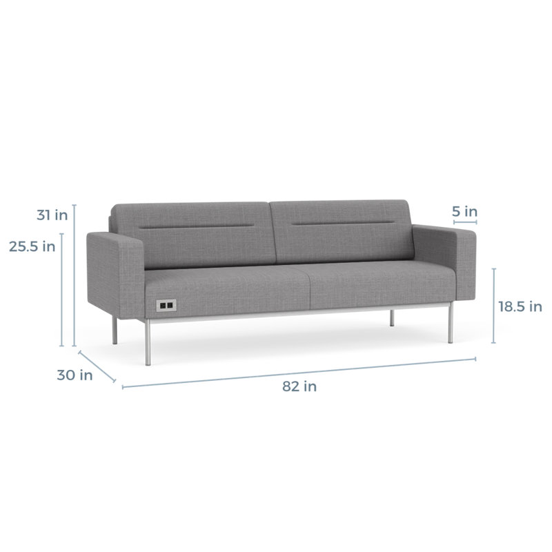 Canapé de réception Darsey, Avec alimentation, Argent argent, Gris chambray