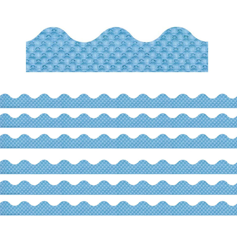 Eureka A Close-Knit Class Blue Pointelle Deco Trim, 37 Feet Per Pack, 6 Packs