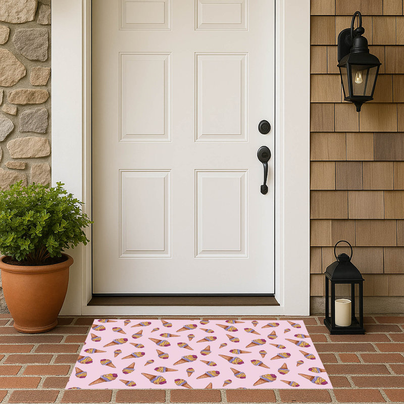 Summer Ice cream Outdoor Doormat, 24" W x 17" L, Pink