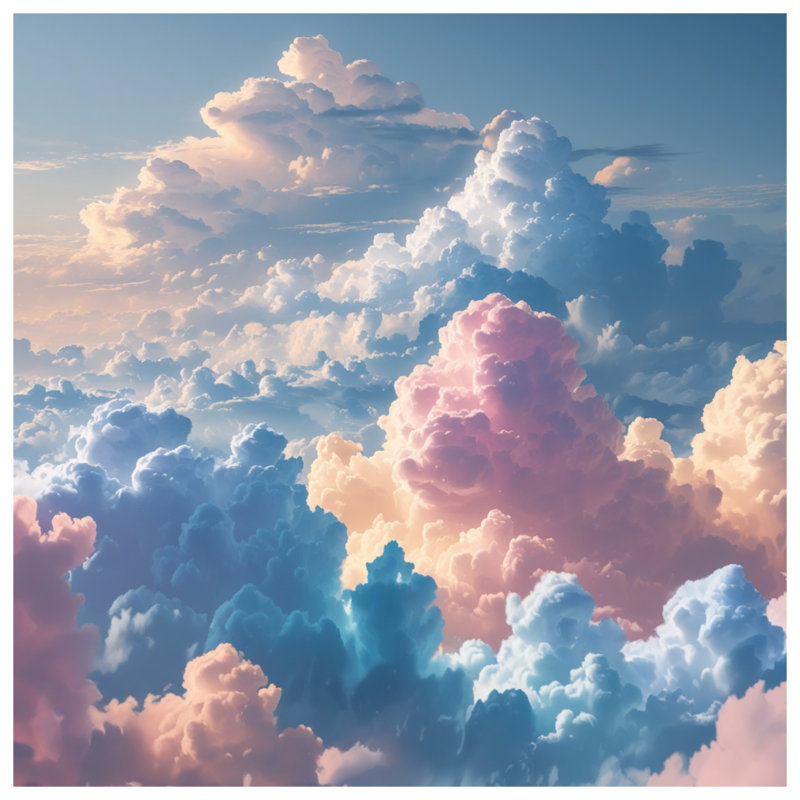 Housses de couette Fluffy Pastel Clouds, Très grand lit