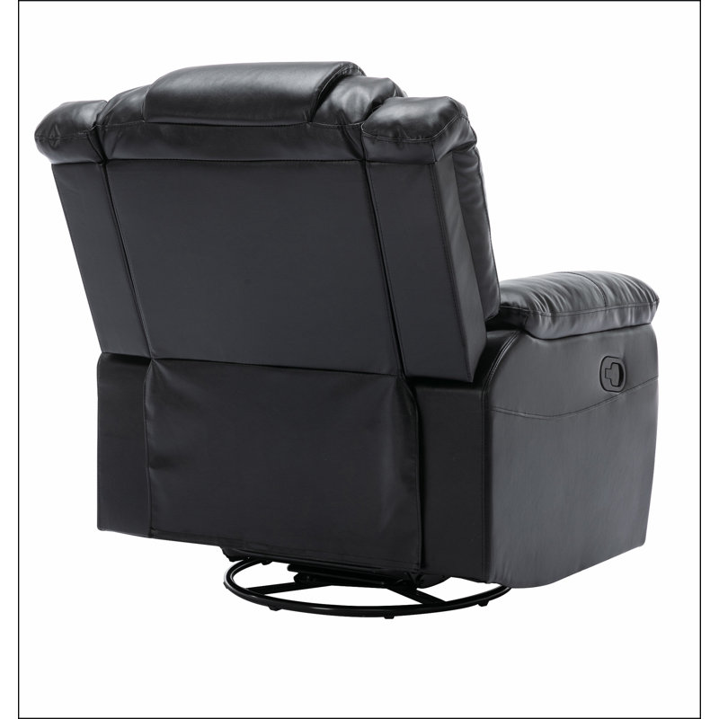 360°Swivel and Rocking Home Theatre Recliner Manual Recliner Chair with Wide Armrest, Black