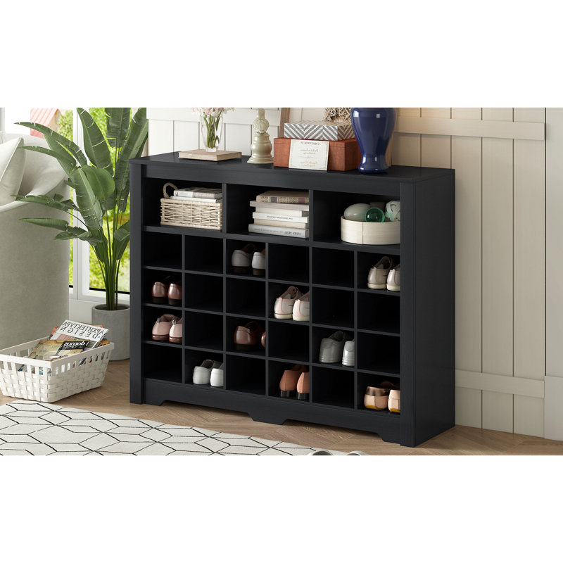 Console à 24 casiers avec base incurvée, Noir