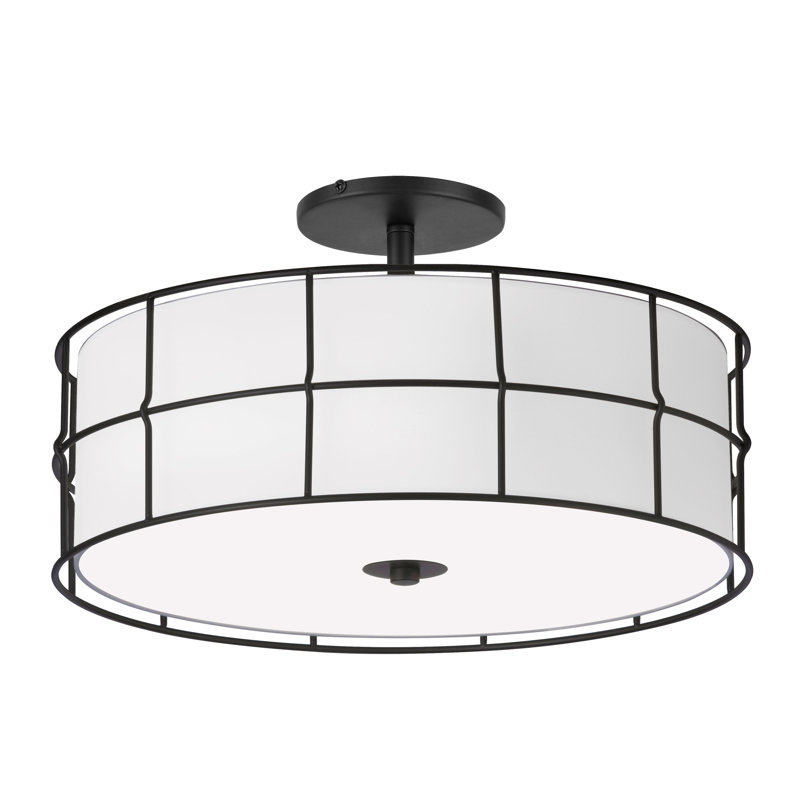 Onat Fabric Semi Flush Mount, Black