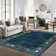Modern Machine Washable Rugs Bordered Design Non-Slip Low Pile Rubber Backing Indoor Area Rug for Living Room Bedroom Kitchen Dining Room