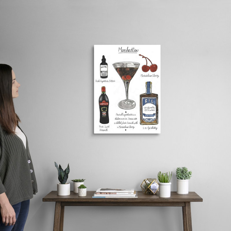 «Classic Cocktail - Manhattan» par Naomi McCavitt, impression sur toile, Toile tendue, H 24 po x l 18 po x 1,25 po
