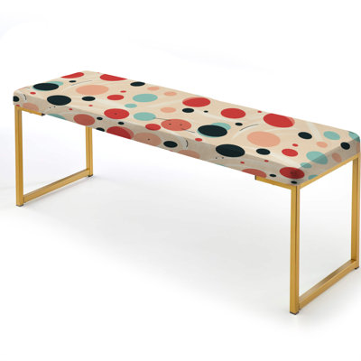 Nostalgic Charm Polka Dots Pattern - Polka Dots Upholstered Gold Bench