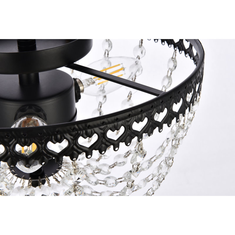 Attahrawi 3-Light Flush Mount, Black, 8.5" H x 14" W x 14" D