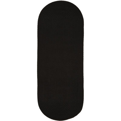 Tapis intérieur / extérieur noir tressé à la main Smyth