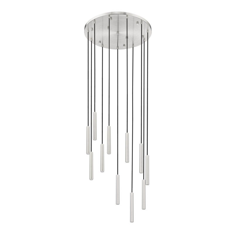 Lustre 7 lumières en nickel brossé Mahlum, Nickel brossé, 11 lumières