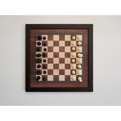 Jeu d'échecs magnétique mural en bois foncé