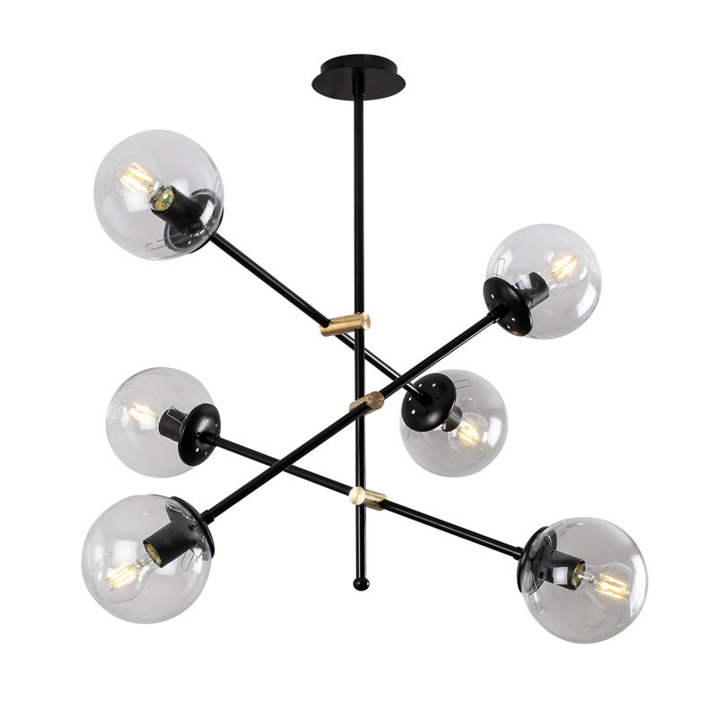 Fain 6 - Light Black Sphere Pendant, Clear