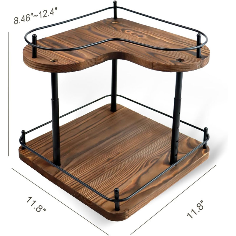 Étagère à épices en bois à 2 niveaux, plateau tournant à 360 °