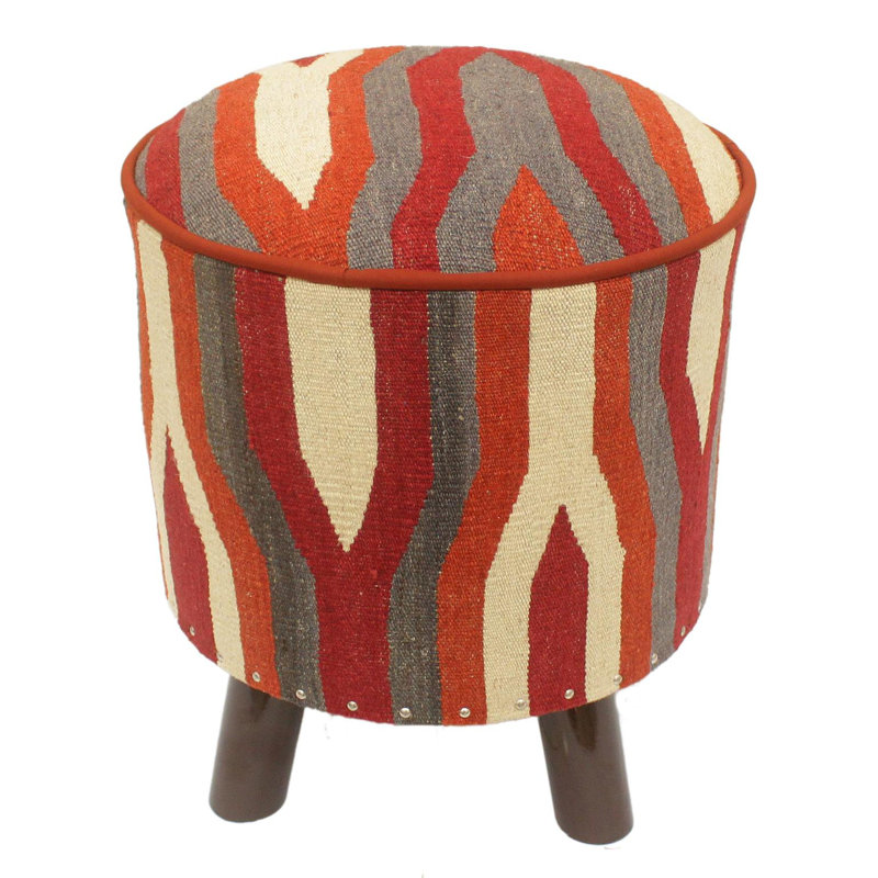 Anautica Upholstered Ottoman, Eclectic Leblanc Rust Wool
