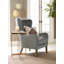 Fauteuil d'appoint Elle Decor style ferme moderne à oreilles, 68 cm de largeur, revêtement bicolore, coussin en mousse épaisse et moelleuse, côtés cloutés-31181966