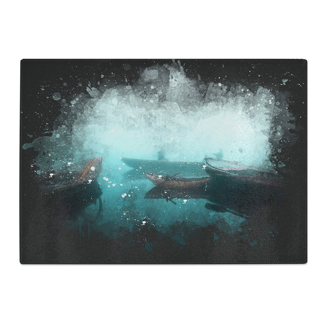 Tempered Glass Fishing Boats in Varanasi India Chopping Board