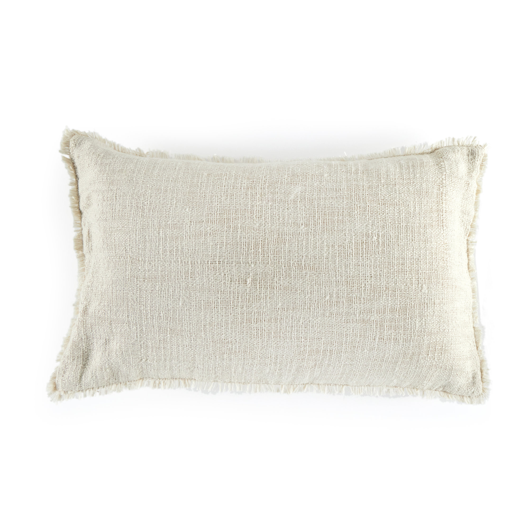 Tarbett Fringed Indoor/Outdoor Throw Pillow, Rectangular, Natural Cream