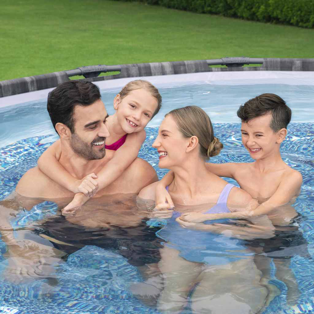 VidaXL Bestway Swimming Pool Set Grey Steel Large Anti-Microbial ...