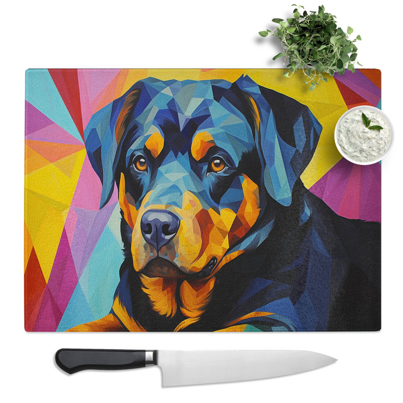 Rottweiler Geometric No.2  Glass Chopping Board