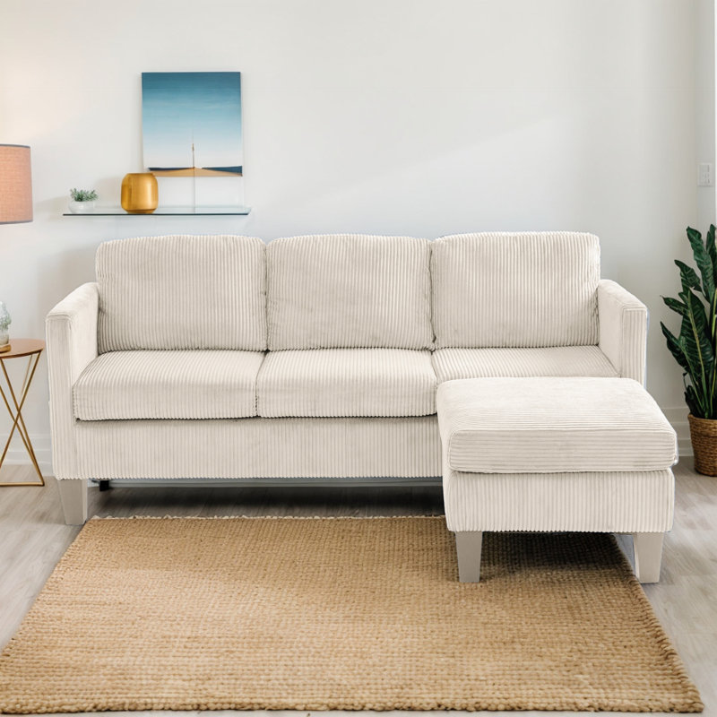 Canapé 67,32 po avec repose-pieds 1 pièce, Blanc