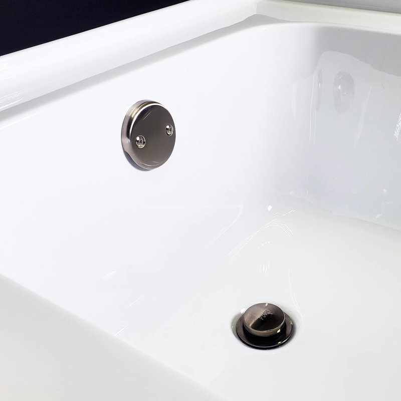 1 1-1 / 2 po x 12 po Ensemble de drain de baignoire 40 pieds en PVC avec trop-plein à deux trous, Acier inoxydable