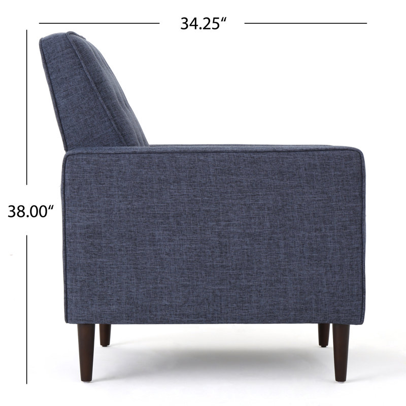 Dark Blue Microfiber Mid-Century Modern Recliner Set