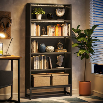 70.8" Bookcase, Large Bookshelf Organizer with 5-Tier Storage Shelves