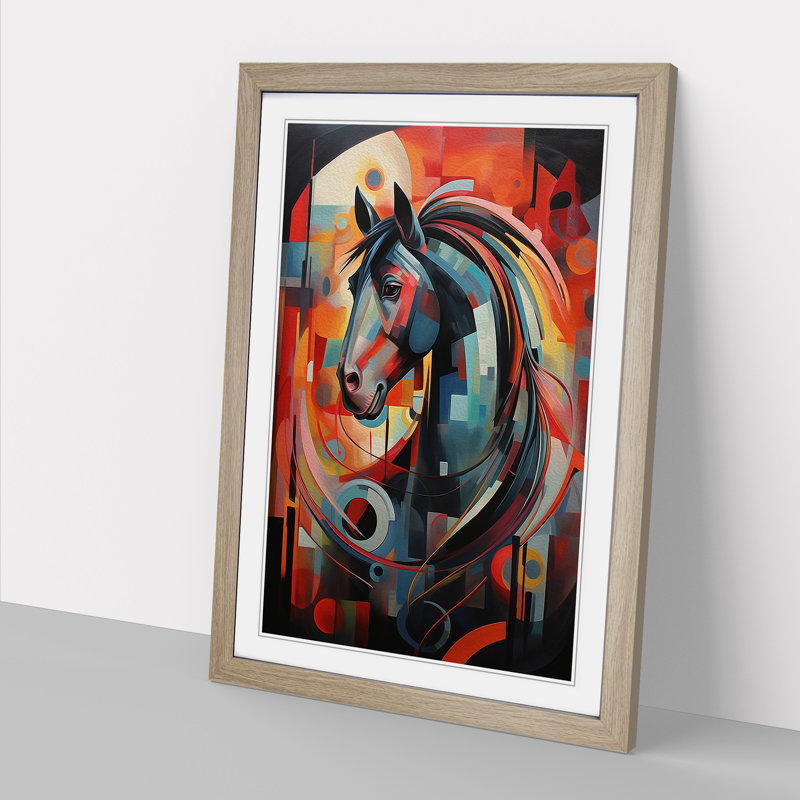 Horse Futurism Art - Framed Print, Oak, 34cm H x 25cm W x 2cm D