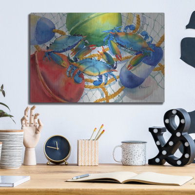 Luxe Metal Art 'Crabs And Floats' By Paul Brent, M " Crabs And Floats " by Paul Brent