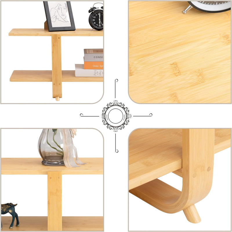 Burlywood Bamboo TV Stand with Storage for 65'' TVs
