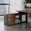 Bureau brun clair + bois massif rectangulaire noir + bureaux en fer-108304539-108304542