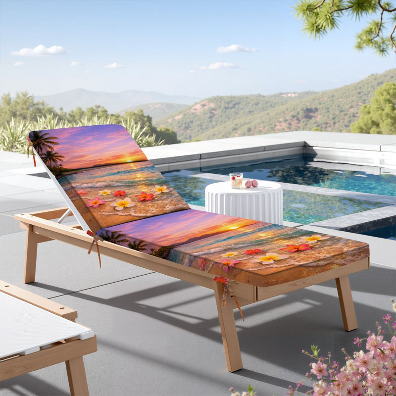  Coussin de patio pour l'extérieur 3 po Tropical Sunset Beach Turquoise Waves Floating Pink Plumeria