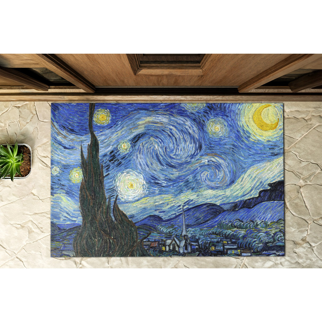 Nacht voller Sterne B39 x L59 cm Rutschfeste Türmatte für draußen