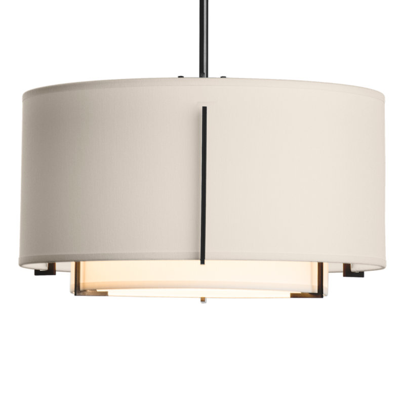 Exos 1 - Light Unique/Statement Drum Pendant, Flax, Black