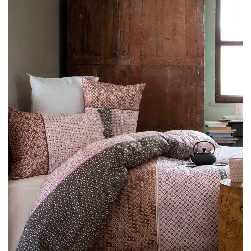 Ensemble de housse de couette 100% coton rose / gris Tidaholm 4 pièces, 63" x 87" Duvet Cover + 2 Additional Pieces