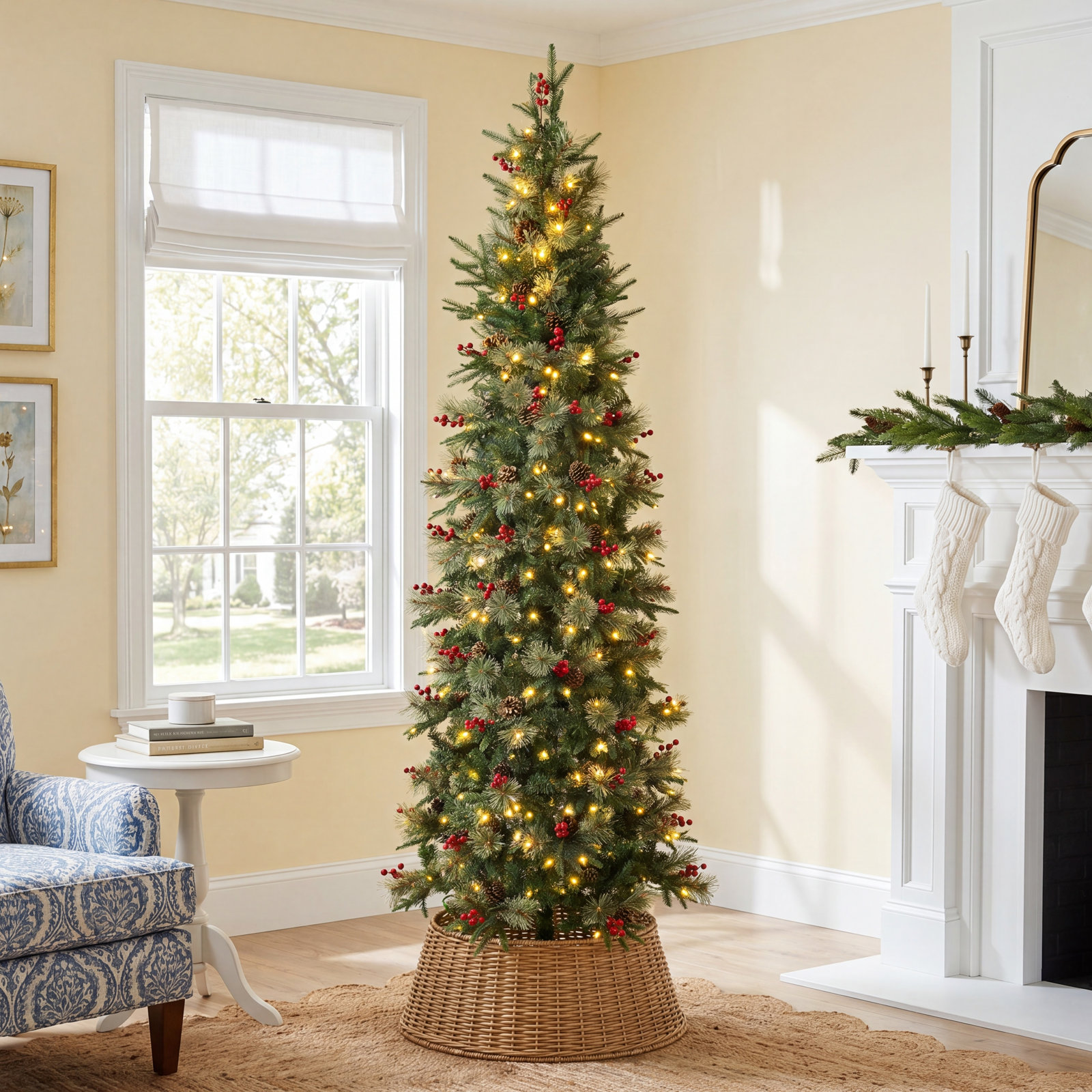 Slim Pre-Lit Pine Slim Tree, 7.5'